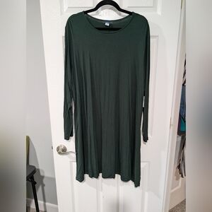 NWT Old Navy Green Long-Sleeve Jersey-Knit Swing Dress in Size XXL (20)